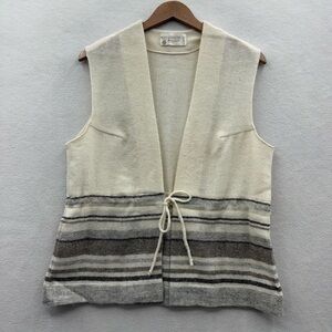 Alafoss Icewool Wool Vest Womens Large Tie Nordic Striped